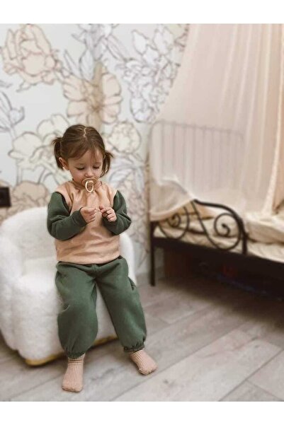 BEBEĞİME ÇORAP Βρεφικό/Παιδικό Σετ φόρμας κάτω-κορυφή με λαιμόκοψη χοντρό ύφασμα - Ράβδος με τρεις κλωστές