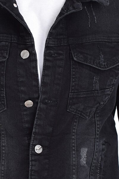 DYNAMO Чоловіча чорна джинсова куртка з лайкри, що облягає фігуру
