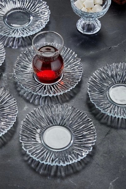 Zeryas Home Design Glass New Trend 6-Piece Tea Plate Tea Plate