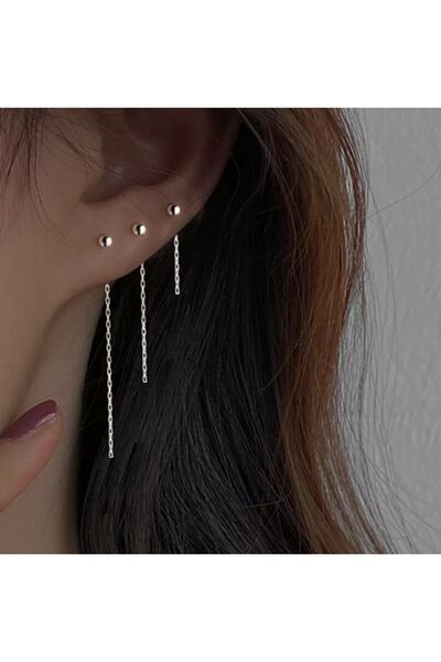 TakıConcept 3 Adet, Cerrahi Çelik Top Küpe, Küpe Seti, Kıkırdak Küpe