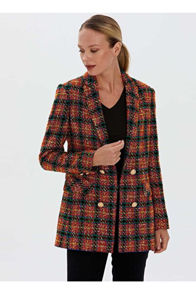 Selen Turuncu Kadın Vatkalı Ceket 22ksl1130