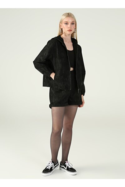 Black On Black Normal Bel Loose Fit Siyah Kadın Şort K-dogra