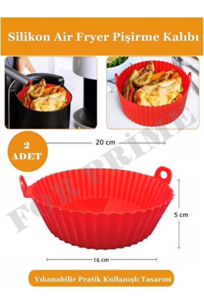 Genel Markalar 2 Adet Air Fryer Hava Fritözü Silikon Pişirme Kalıbı 20 Cm X 5...