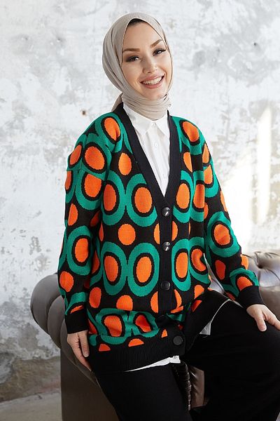 InStyle Esla Puntíkovaný pletený cardigan - černý
