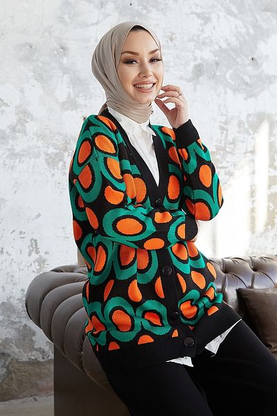 InStyle Esla Puntíkovaný pletený cardigan - černý