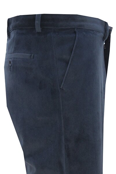 Varetta Чоловічі темно-сині вельветові брюки з тонкою смужкою, класичний крій, з кишенями