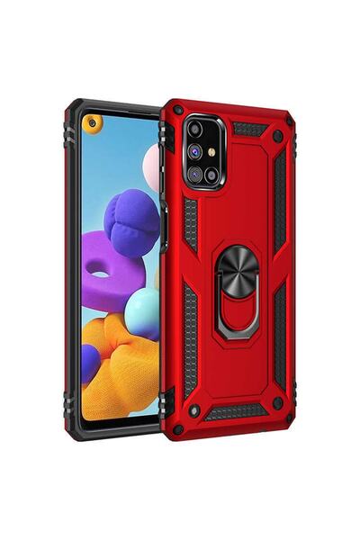 ZM STORE Samsung Galaxy M31s Kılıf Zore Vega Tank Yüzüklü Standlı Kapak
