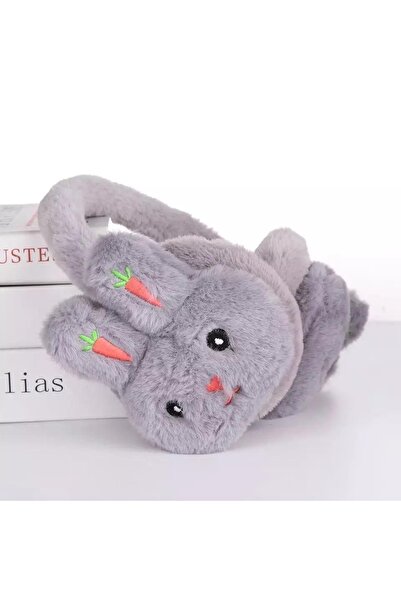 QUEEN AKSESUAR Нова модна мила пухнаста плюшева кашемірова іграшка-кролик з навушниками для дітей та дорослих, сіра