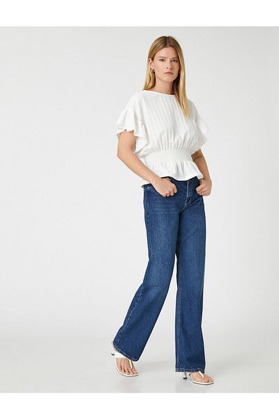 Koton Gipeli Flounce T-Shirt Boat Neck