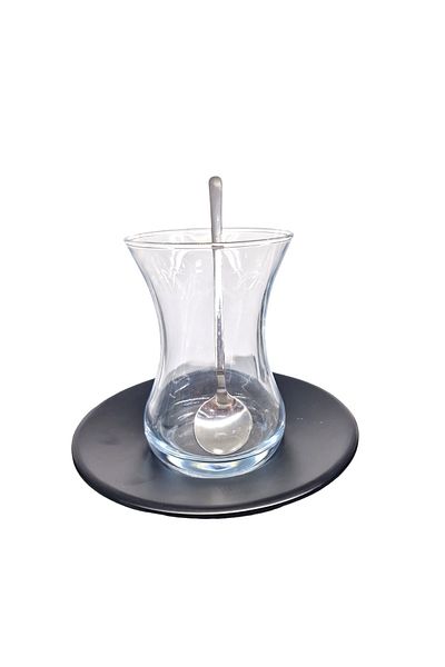 Külsan Thermo Melamine Matte Black 6-Piece Tea Plate Set 11 Cm