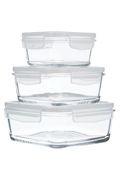 Wodsco Fresco 3-Piece Storage Container Set, Glass, 1150 cc