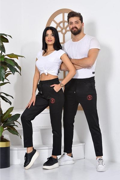 pandy Paris Printed - Unisex Black Scuba Slimfit Jogger Sweatpants