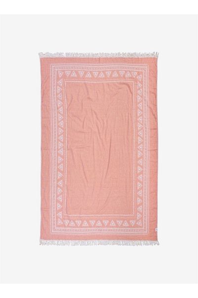 Barine Peach Color Mono Cotton Sofa Shawl - 130X170