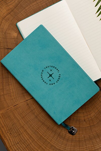 alminta 13x21 Cm Termo Deri Kapak Kenarları Boyalı Tarihsiz Defter Turkuaz