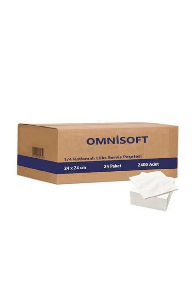 Omnisoft 24x24cm 1/4 Double Layer Luxury Serving Napkin White 24 Packs 2400 Pieces