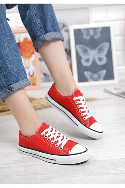 ibrahim müslü Unisex Low Red Linen Sneaker