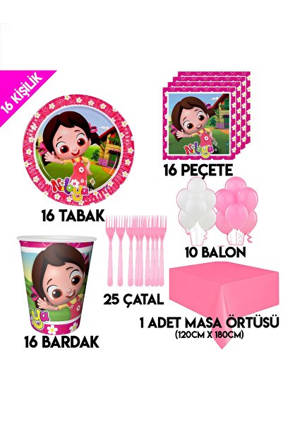 Parti dolabı 16 Kişilik Niloya Doğum Günü Parti Süsleri, Niloya Temalı Tabak Bardak