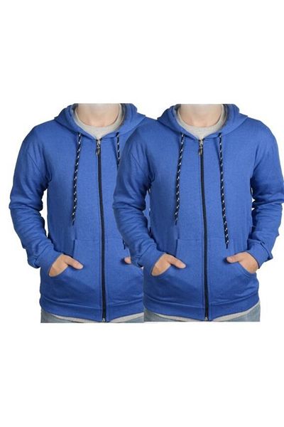 FATELLA Unisex Front Zippered 2-Piece Basic Comfortable Hooded Sweatshirt Cardigan