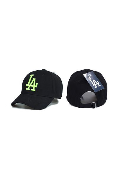 Trucker La Model Hat Black Green Phosphor Embroidered