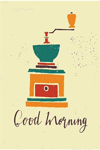 Hayat Poster Poster retro din lemn pentru râșniță de cafea în ton pastel