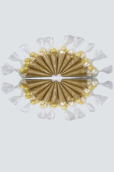 BOMPİ Süt Çocuk Kornet Külah Beze 24 Adet Sarı