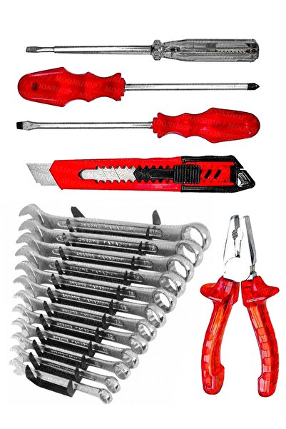 MOONSHOP 3lü Tornavida Takımı Pense Falçata 12 Kombine Anaahtar Takımı Seti..