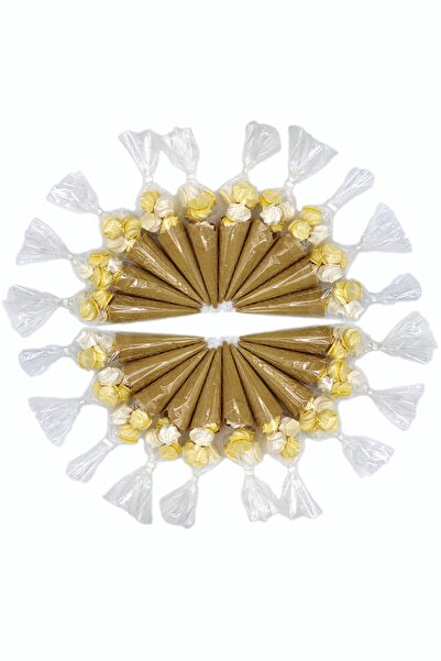 BOMPİ Süt Çocuk Kornet Külah Beze 24 Adet Sarı-beyaz