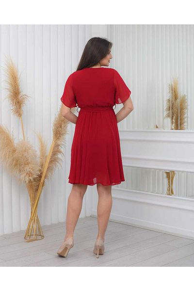 CİXAPLE Short Sleeve Straight Chiffon Dress
