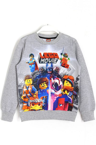 DobaKids Lego Movie 3D Printed Boy's Sweatshirt Gray Melange