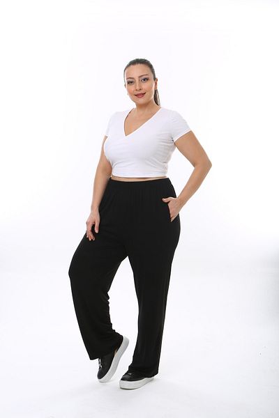 XL Modam Women's Large Size Viscose Spring and Summer Black Pants