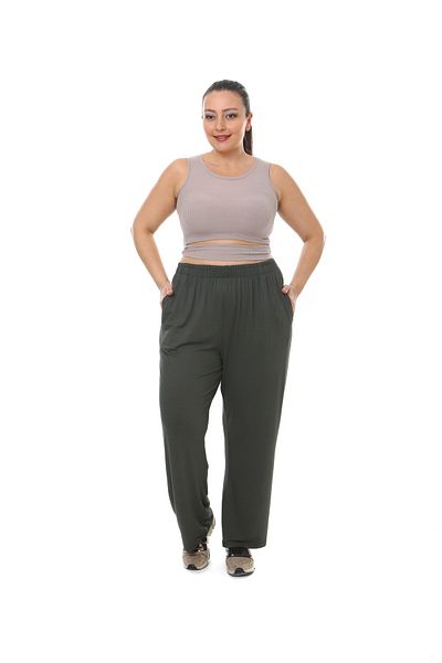 XL Modam Women's Large Size Viscose Spring and Summer Khaki Pants