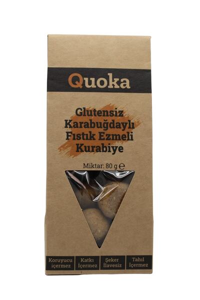 QUOKA Glutensiz Şekersiz Karabuğday Unundan Fıstık Ezmeli Kurabiye 1 Paket X 80gr