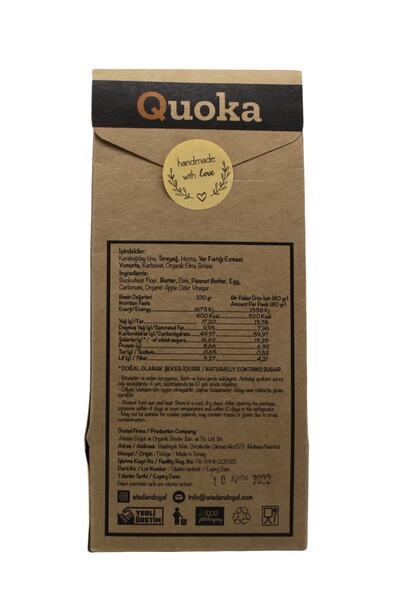 QUOKA Glutensiz Şekersiz Karabuğday Unundan Fıstık Ezmeli Kurabiye 1 Paket X 80gr