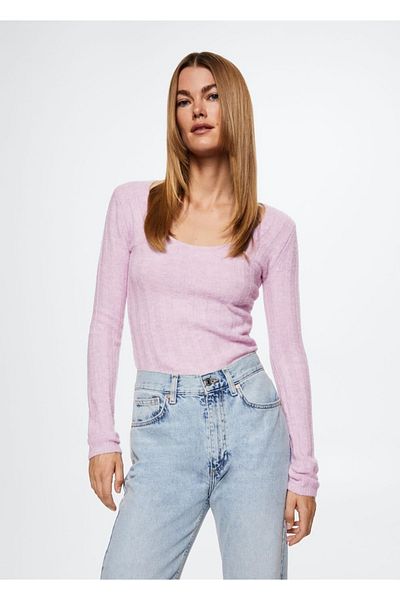 MANGO Woman Pulover Texturat Tricotaj