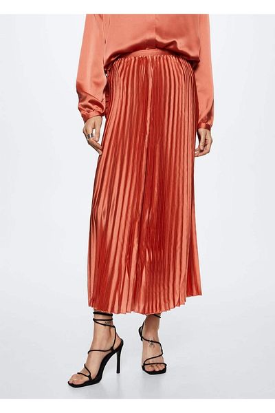 MANGO Woman Fustă plisată din satin