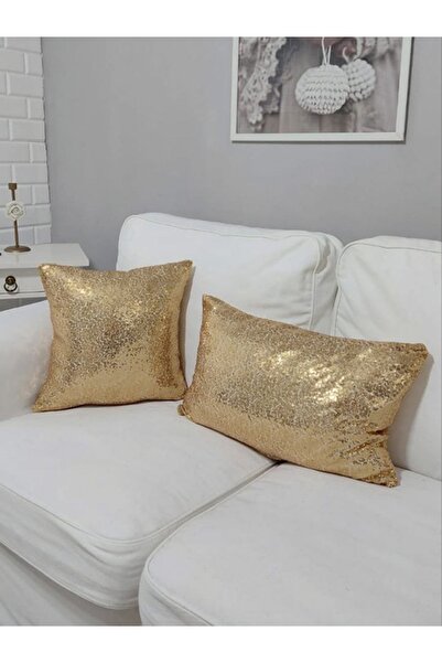 Körfez Kırlent 3mm Pul Payetli Ince Pullu Kumaş Kırlent Kılıfı 2 Li Set