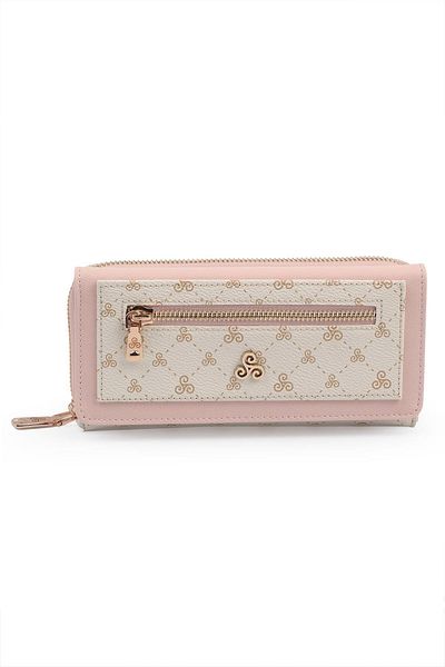 Ysmn Multi-Compartment Women's Wallet & Card Holder with Plenty of Eyelets and Zipper Beige/Powder Yc100002slg