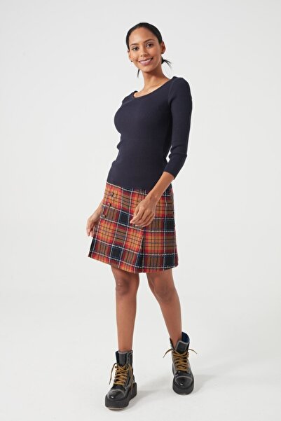 Zelish My Sister Fustă mini în carouri cu nasturi în față