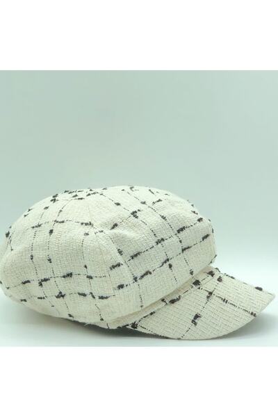 Hoppe قبعة نسائية من الصوف قبعة مسطحة كريمية متدفقة