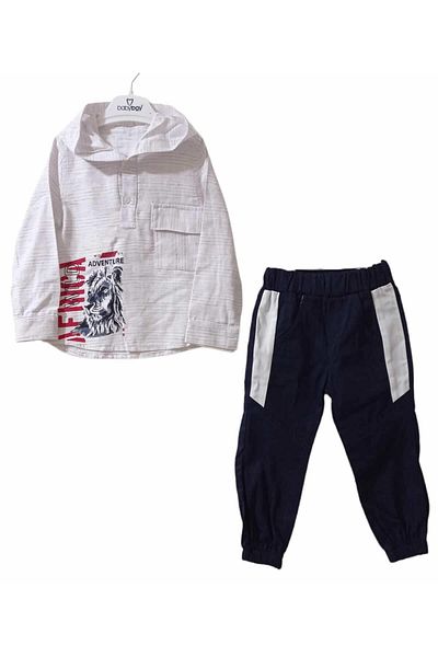 Babyboy Hooded Long Sleeve Shirt-Pants Set