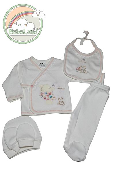 Minikel Flower Patterned Rabbit 5-Piece Bodysuit Set