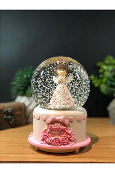Lapidaria Sevimli Kız Kar Küresi Büyük Boy Işıklı Müzikli Püskürtmeli