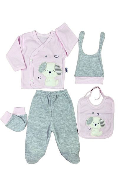 Minikel Love Dog Newborn 5-Piece Bodysuit Set