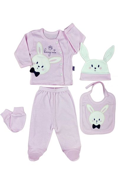 Minikel Bowtie Rabbit Newborn 5-Piece Bodysuit Set