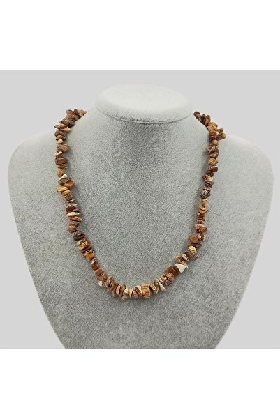 ByKolyeucum قلادة نسائية من حجر جاسبر الخشبي المكسور من الحجر الطبيعي