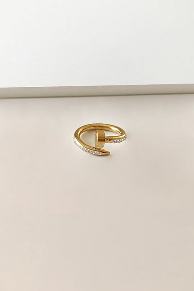 SilverStone Zircon Stone Nail Model Steel Ring