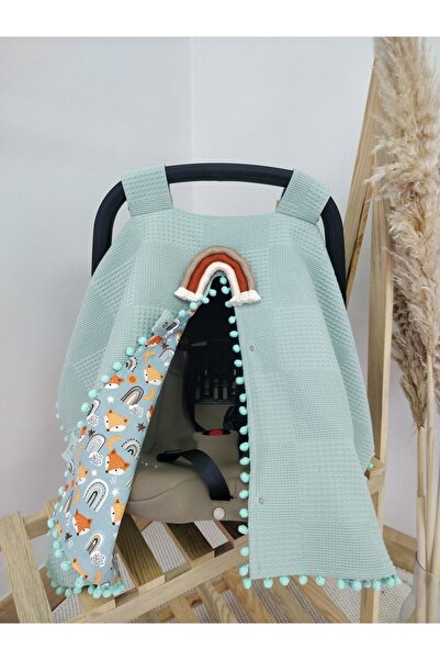 Raduga Collection Single Stroller Cover Double Sided Green Rainbow And Fox