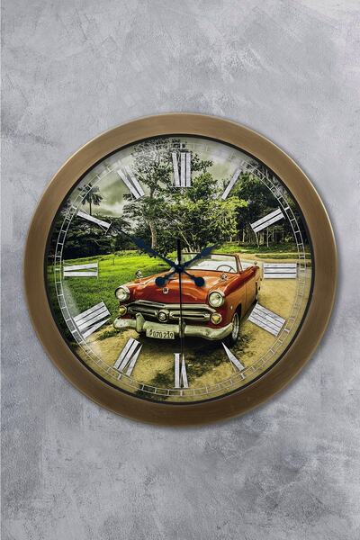 Kasva Concept Δώρο 36 εκ. Αντίκα Μεταλλικό Κλασικό Ρολόι Τοίχου Αυτοκινήτου