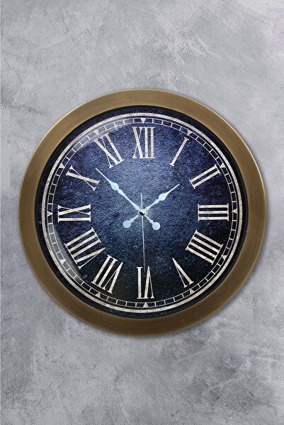 Kasva Concept هدية ساعة حائط معدنية زرقاء عتيقة مقاس 36 سم