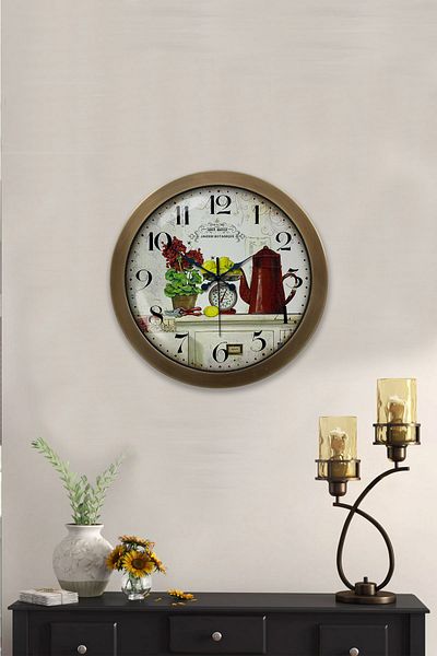 Kasva Concept Gift 36 cm Antique Metal Kitchen Wall Clock